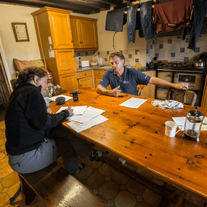 Interviewing a farmer in the Yorkshire Dales
